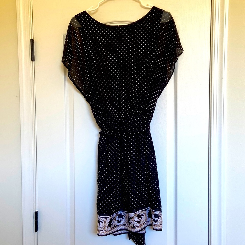 White House Black Market - black/white polka dot dress, size 8